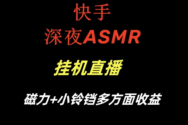 快手深夜ASMR挂机直播磁力+小铃铛多方面收益-19资源网-冒泡网-中赚网论坛